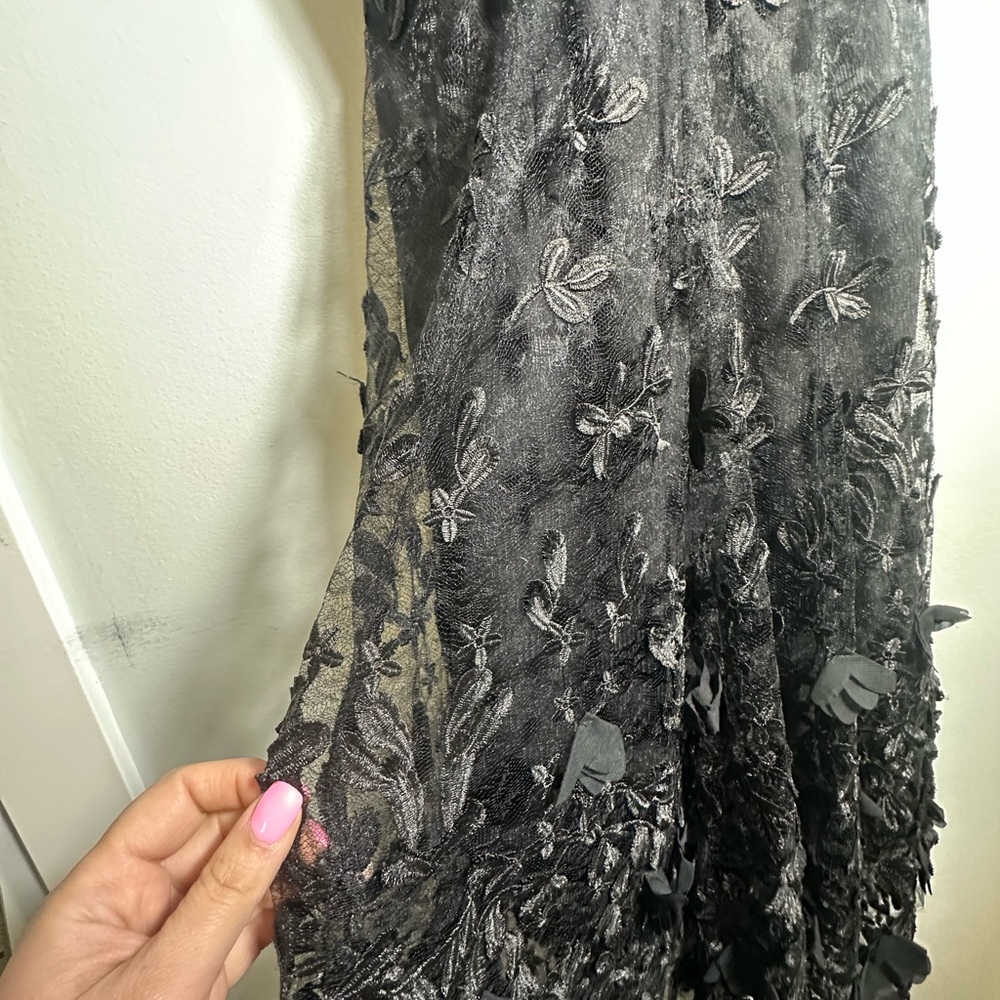 Dress The Population Darleen V-Neck Embroidered Mesh Cocktail Dress Black Small - Picture 12 of 17